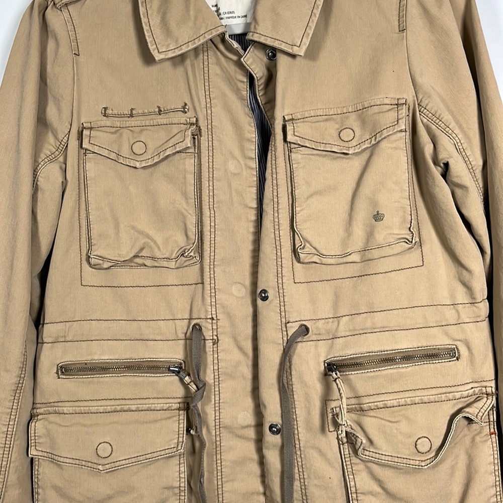 Khaki Tan Utility Cargo Field Jacket Size Medium G1 Basic Goods - Picture 2 of 15